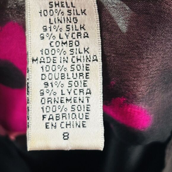 DVF Silk Blouse Womens 8 Annalise Dancing Print Button Front Pink Black - Picture 12 of 14